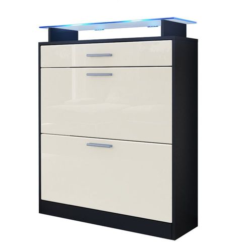 Scarpiera nera moderna Brina, mobile ingresso in 19 colori, entrata design