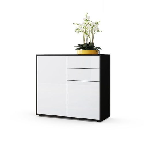 Credenza moderna Overup, bianco o nero e frontali in 13 colori